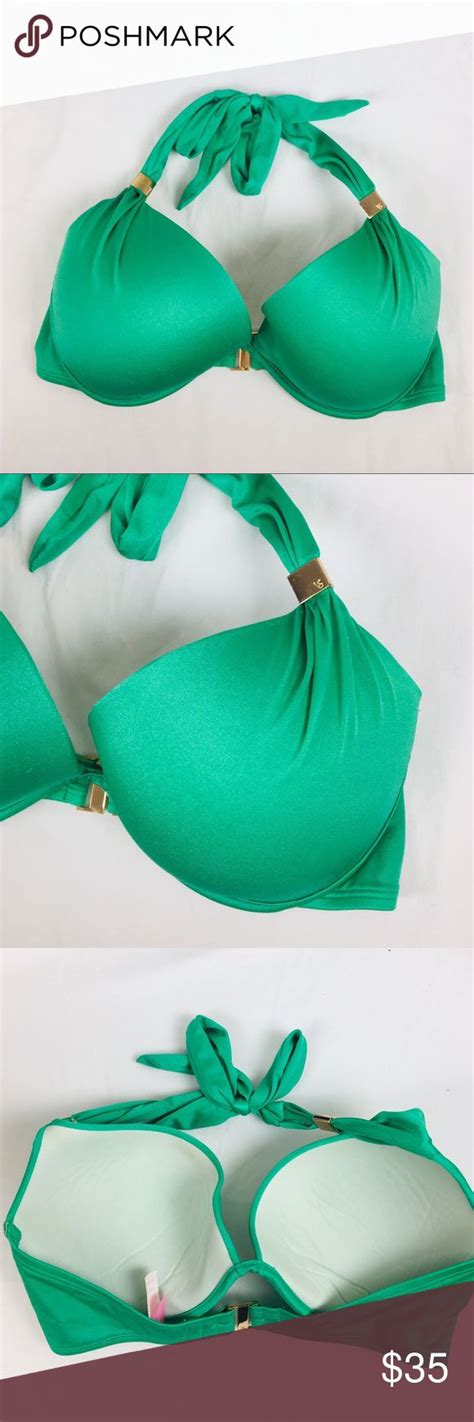 Victorias Secret Green Halter Bikini 34dd