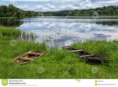 Lake View Beautiful Colorful Trees Water Reflections Boats In The 266