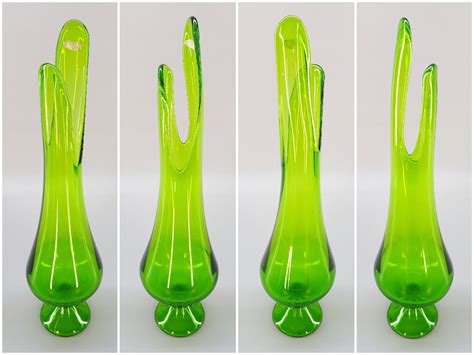 1960 S Vintage Viking Fayette Green Swung Stretch Glass Etsy Vintage Art Glass Viking Glass