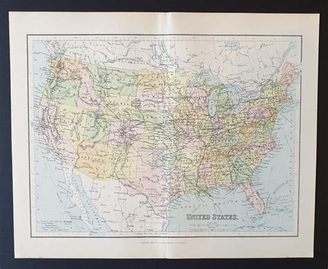 United States Original 1902 Map Etsy Uk Map Detailed Map Antique Map