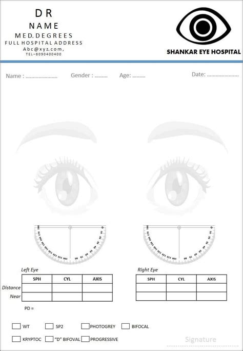 editable eye doctor prescription template