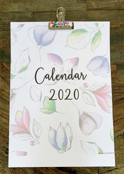 Beautiful Floral Free Printable Calendar 2020 For Mommies