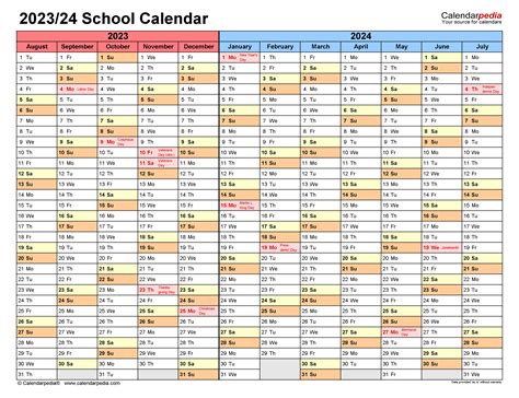 School Calendars 20232024 Free Printable Word Templates