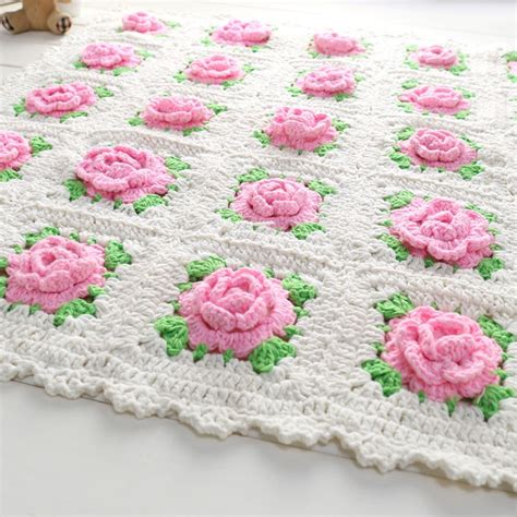 Handmade Blanket For Newborn Baby Photo Props Crochet Rose