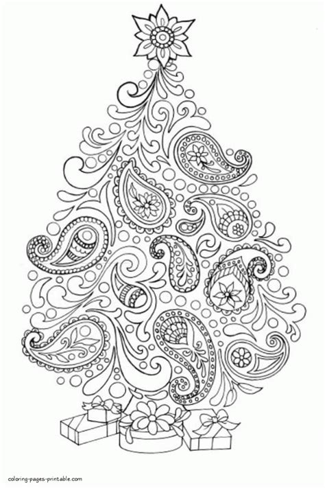 Difficult Christmas Tree Coloring Page
