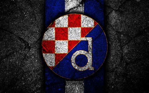 Download Wallpapers 4k Dinamo Zagreb Fc Logo Hnl Black Stone