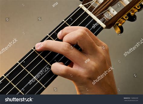 Left Hand Position Basic Chord Of Classic Guitar Gadd9 Chord Stock