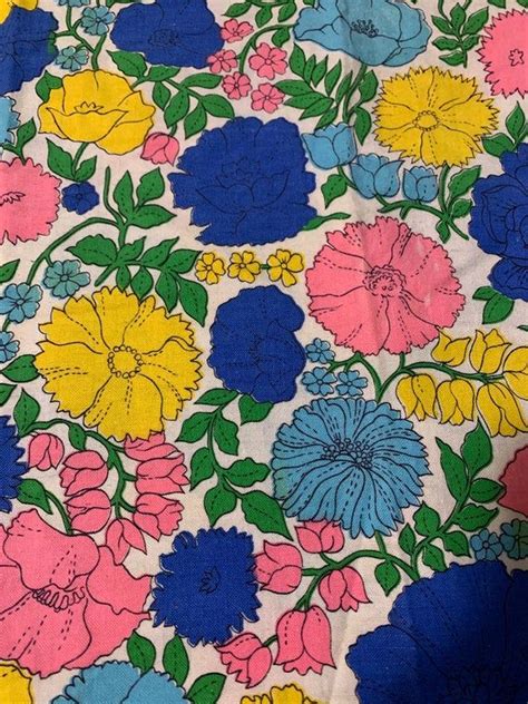 bright floral vintage fabric full feedsack 60s flowers etsy floral print fabric floral