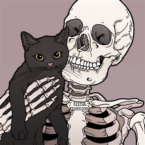 🖤🐱 Blackcat Catandskeleton Catfriend Wallpaper Caveira Skeleton Art