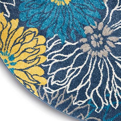 Nourison Passion Blue 4 X Round Area Rug Floral Farmhouse Easy