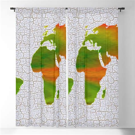 Colorful Art World Map Illustration Blackout Curtain By Saribelle