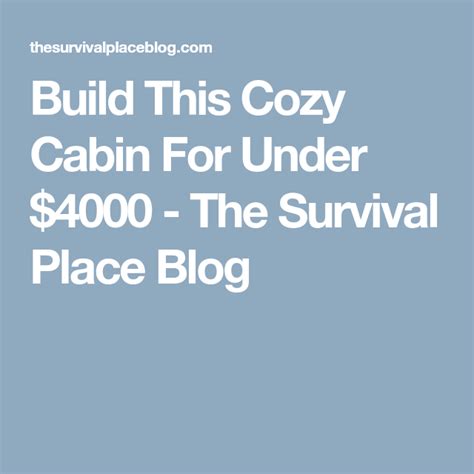 Build This Cozy Cabin For Under 4000 The Survival Place Blog Cozy