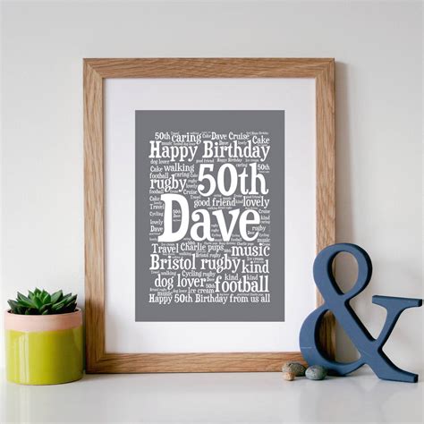 Personalised 50th Birthday T Word Art Print By Hope And Love