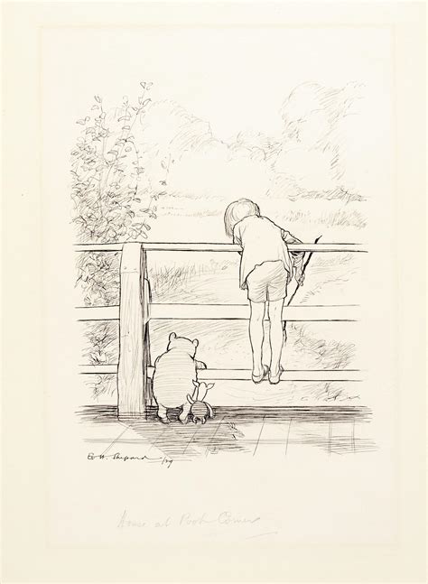 When the footbridge recently had to be replaced, the engineer designed a new structure based closely on the drawings of the bridge by shepard in the books, which were somewhat different than the original. A 'Winnie-the-Pooh' Drawing Sets a New Auction Record for a Book Illustration | artnet News