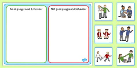Good Playground Behaviour Sorting And Discussion Cards
