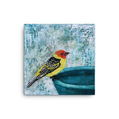 Mixed Media Western Tanager Bird Canvas Print Artful Pursuits