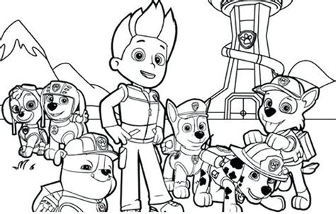 Paw Patrol Lookout Tower Coloring Page Paw Patrol Ryder And Chase On