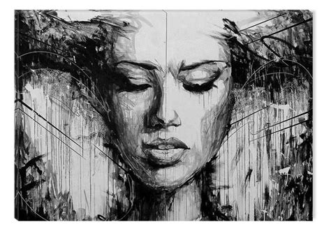 Startonight Canvas Wall Art Black And White Abstract Woman Face Artwork