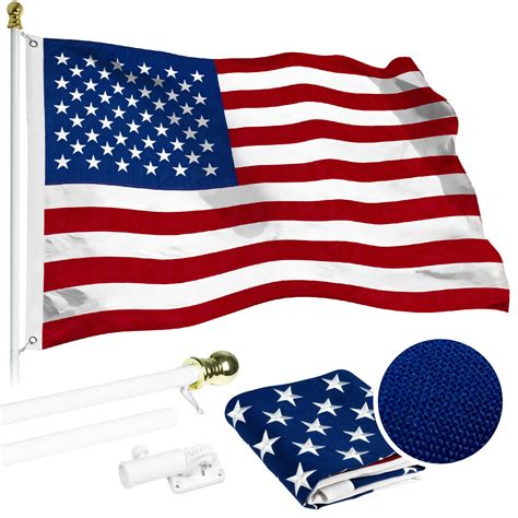 G128 6 Feet Tangle Free Spinning Flagpole White American Usa Flag