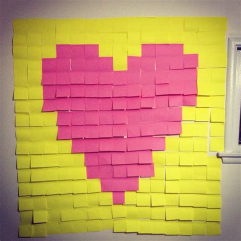 Made A Heart Out Of Post It Notes For My Boyfriend On Valentines Day