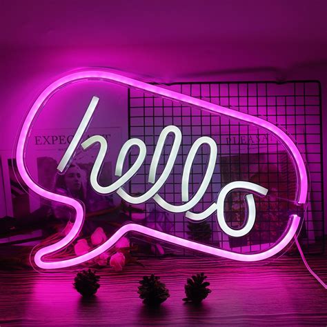 Hello Led Neon Light Sign Letters Neon Sign Panel Holiday Christmas