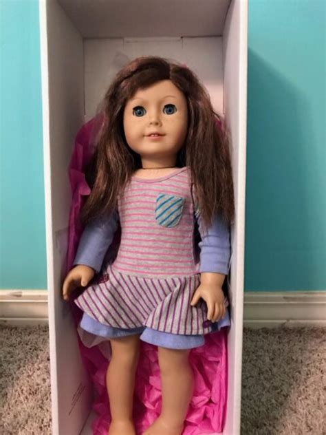 American Girl Doll Brown Hair Blue Eyes With Freckles 18” With