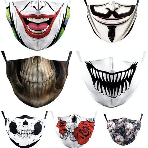 Mouth Face Mask Washable Adult Reusable Horror Mask Skull Etsy