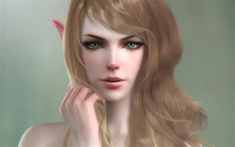 Elves Face Hair 3d Graphics Fantasy Girls Elf Wallpaper 1920x1200