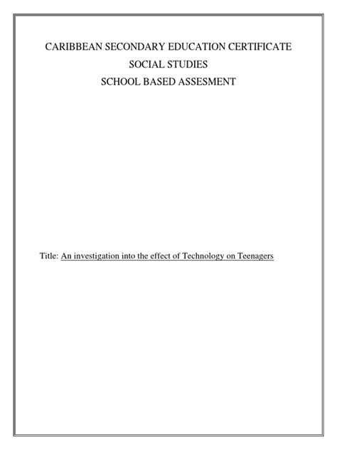 Caribbean Secondary Education Certificate Social Studies Cxc Update Pdf