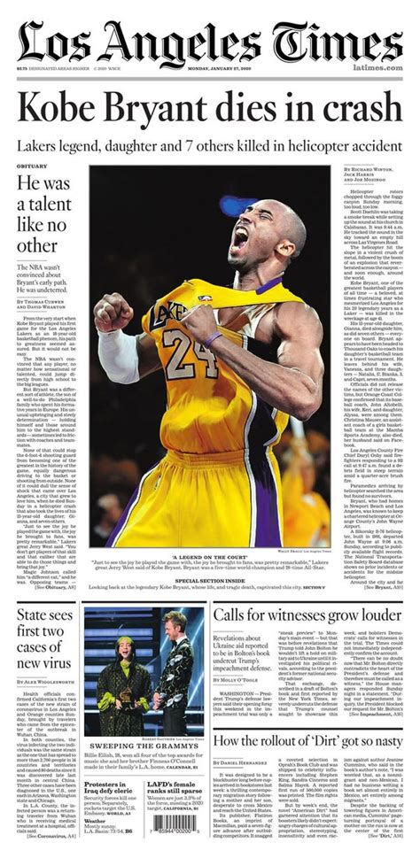 Matt york / ap file. How 23 newspapers covered Kobe Bryant's death on their ...