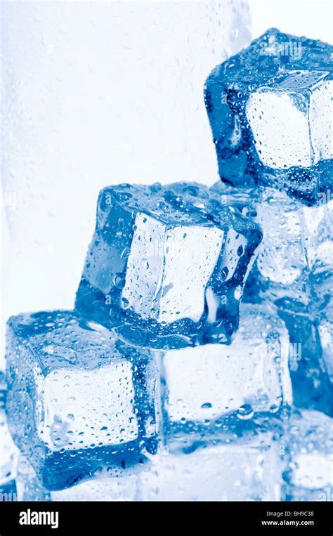 Frozen Transparent Ice Cubes Close Up Stock Photo Alamy