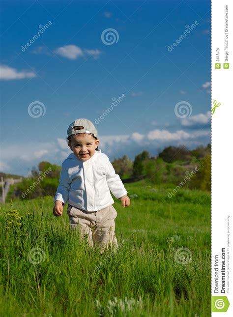 Baby On Meadow Stock Image Image Of People Spring Smiling 2418491