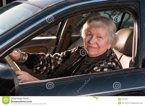 86 Year Old Woman At Her Home Drivingn Her Car Stock Image Image Of