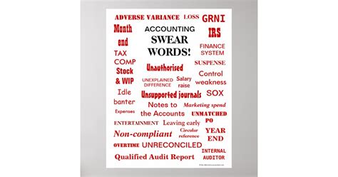 Accounting Swear Words Rude Black N Red Poster Zazzle