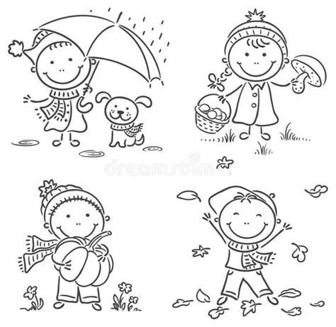 Kids Autumn Stock Illustrations 49141 Kids Autumn Stock