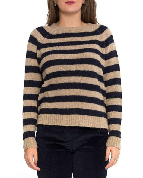 Weekend By Maxmara Striped Rib Knit Sweater In Black Lyst