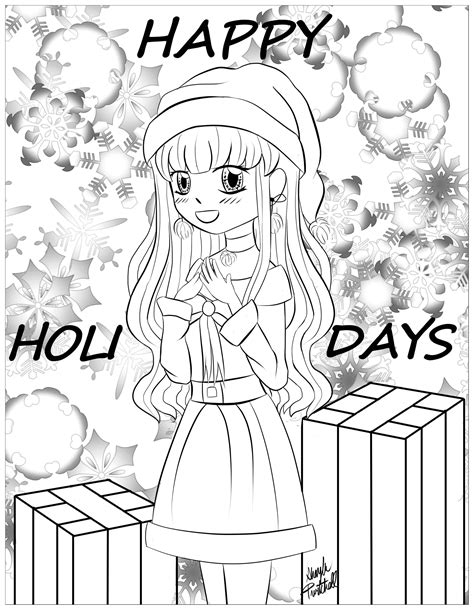 Anime Christmas Coloring Page 132 Svg Png Eps Dxf File