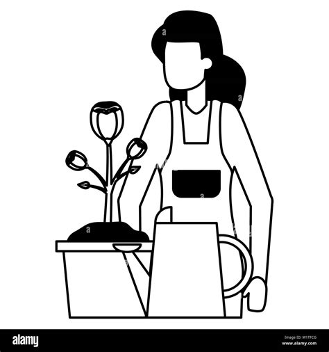 Gardener Woman Work Gardening Design Stock Vector Image And Art Alamy