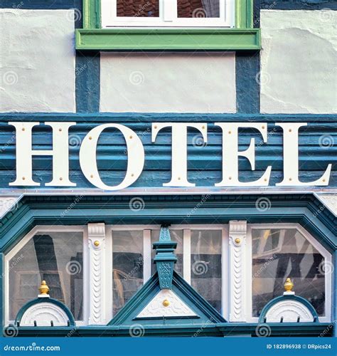 Hotel Signboard On An Old Half Timbered House Stock Photo Image Of