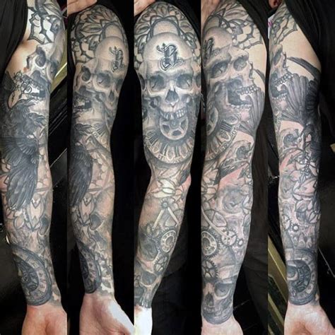 50 Skull Sleeve Tattoos For Men Masculine Design Ideas