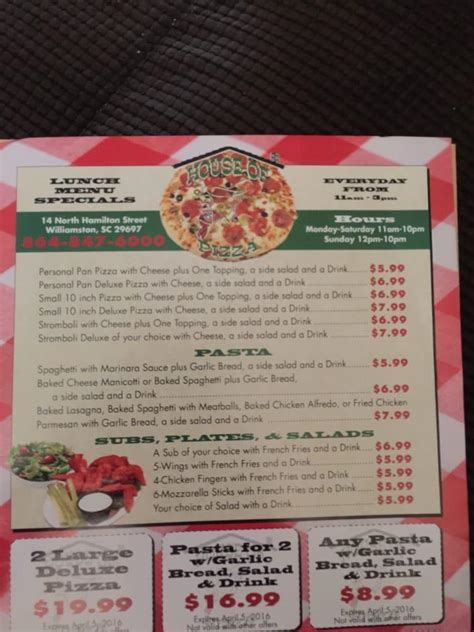 Menu At House Of Pizza Pizzeria Williamston