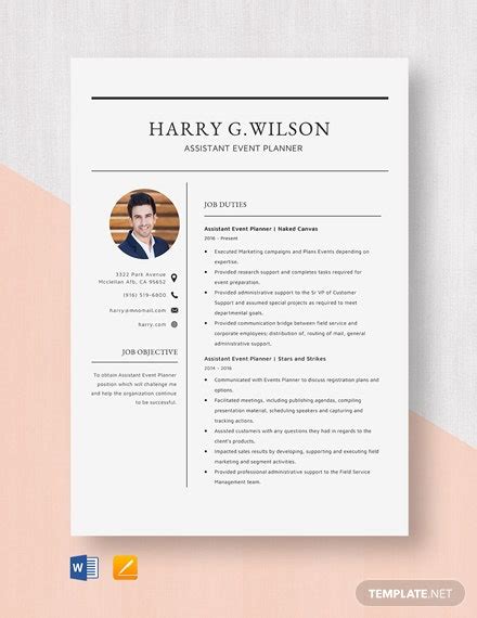 Tailoring your cv can make it stand out. Assistant Event Planner Resume/CV Template - Word (DOC ...