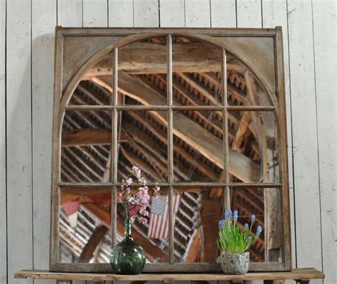 Sizeable Arch Within Square Antique Architectural Salvage Window Mirror