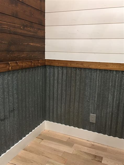 Old Galvanized Metal Used As A Half Wall In 2020 Industrial Bathroom