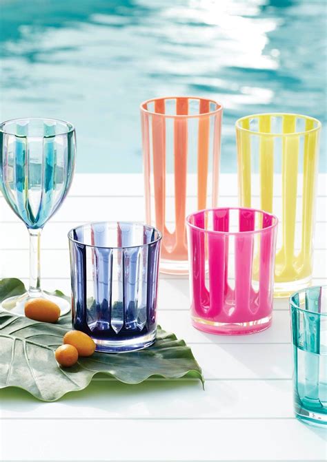 Riviera Striped Acrylic Drinkware Set Of Six Frontgate Acrylic Drinkware Outdoor