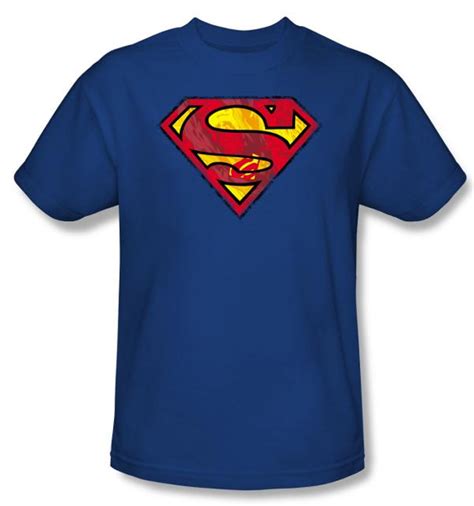 Superman T Shirt Action Shield Superhero Adult Royal Blue Tee Shirt Superman T Shirts Adult