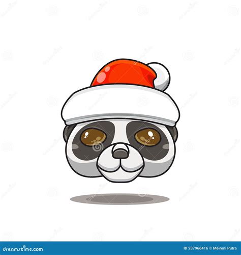 Cute Panda Wearing Christmas Hat Cute Animal Head Wearing Santa Hat
