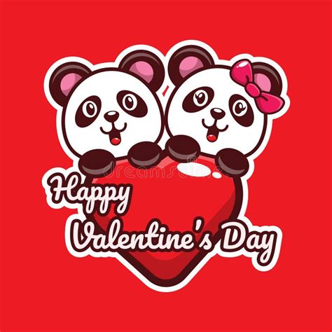 Vector Illustration Cute Panda In Valentine Day Stock Vector