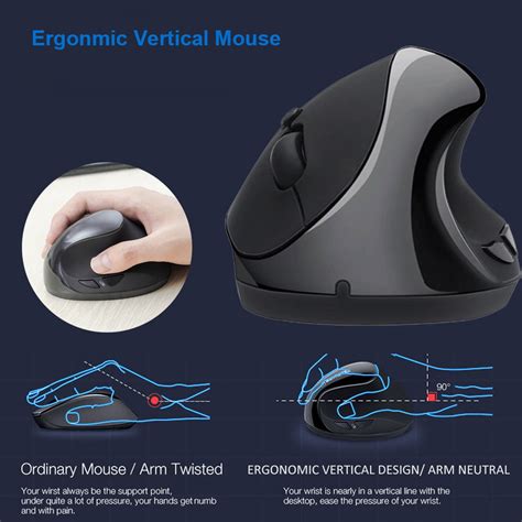 Ergonomic Mouse Vertical 24ghz Wireless Connection Optical Sensor Usb