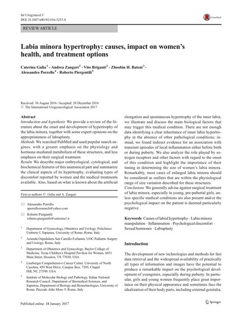 Pdf Labia Minora Hypertrophy Causes Impact On Womens Health And